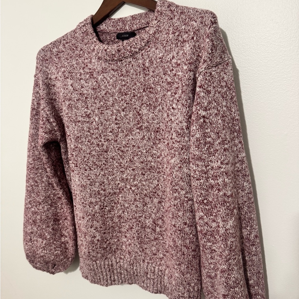 J. Crew Women’s Puff Sleeve Pullover Knit Sweater Cotton  Linen Blend Medium Red - Picture 5 of 8